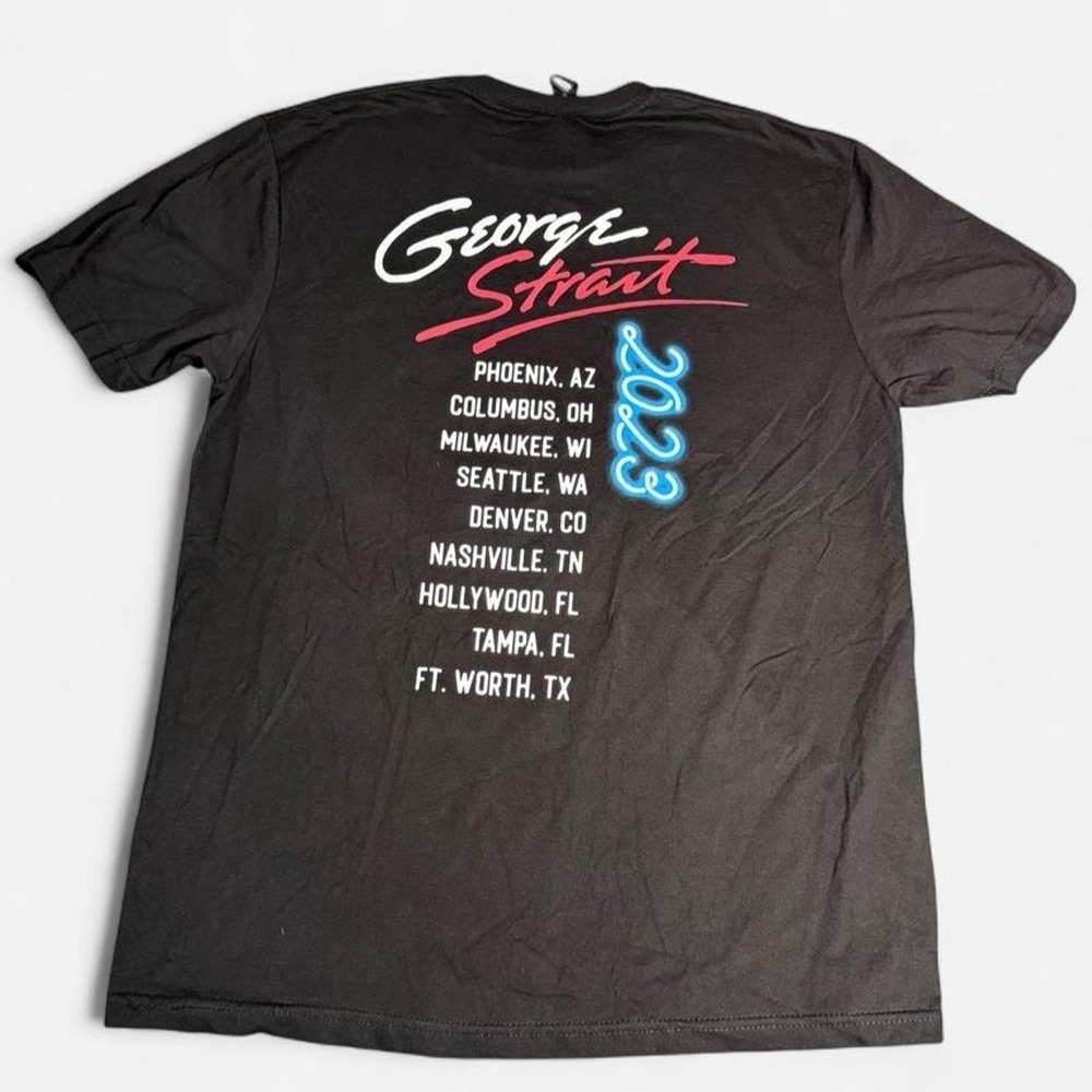 George Strait 2023 Tour T-Shirt Mens Large Black Neon Cowboy Hat Concert